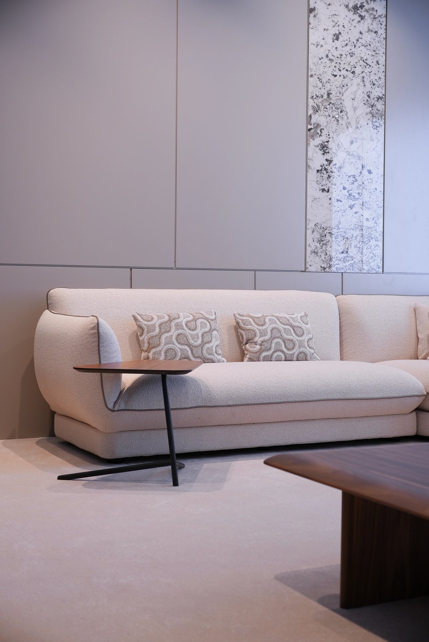 Custom Loretta corner sofa arrangement in neutral tones