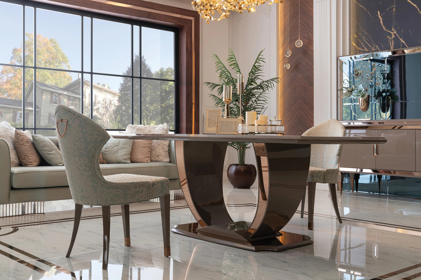 Elegant Sevilla Dining Set with Velvet Chairs by Luxe Life Furniture