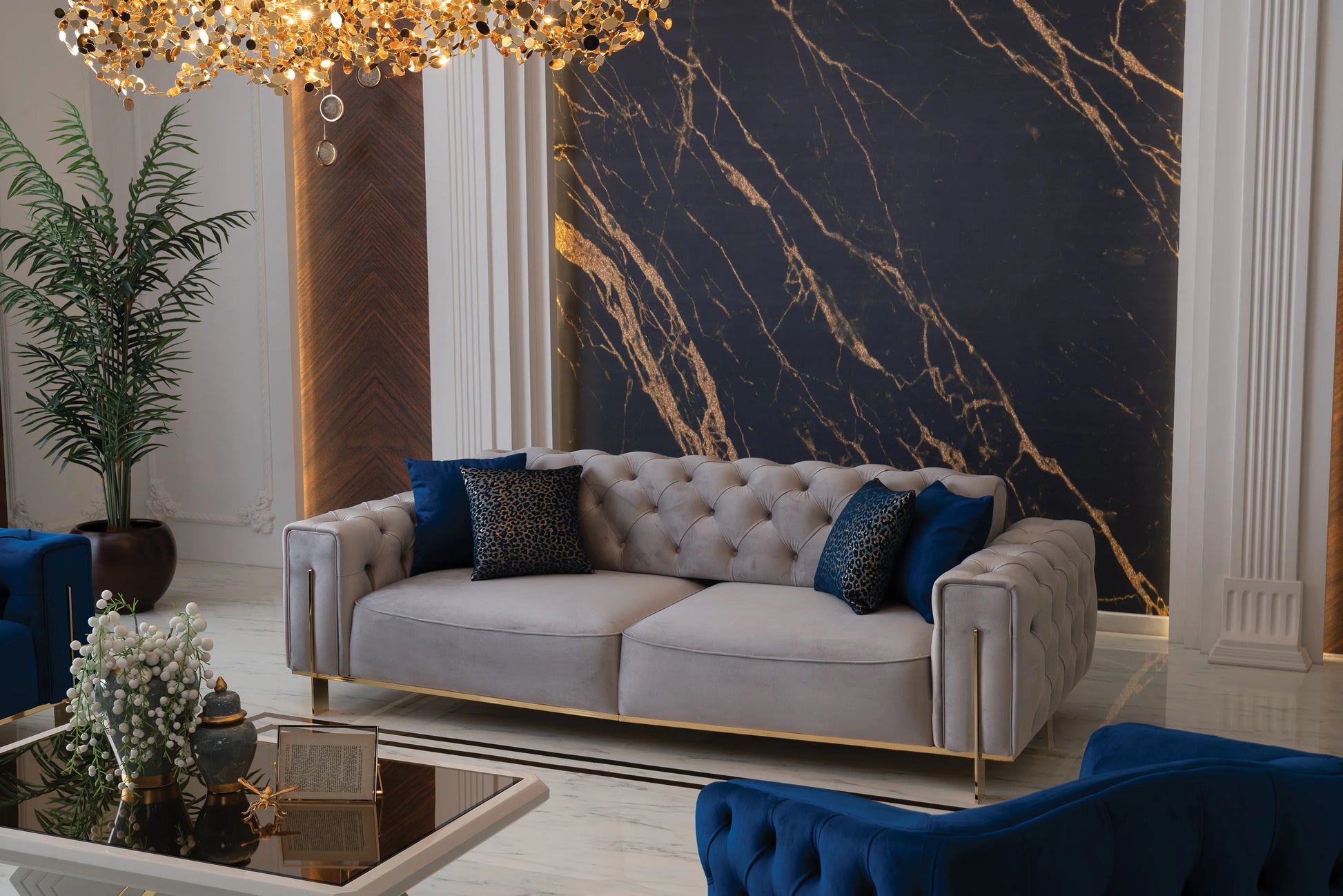 Gold Sofa Set:Luxe Life Furniture