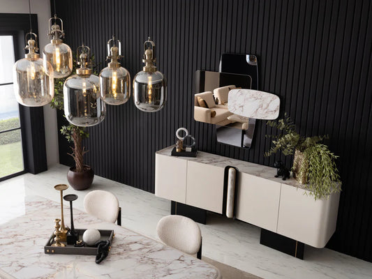 Milan Sideboard with marble top in modern living room