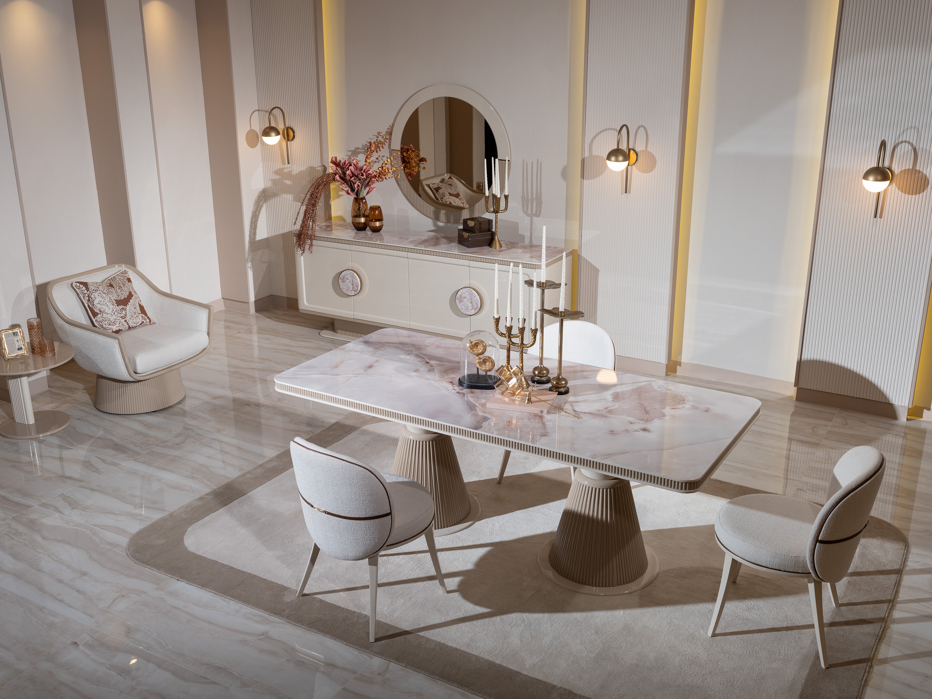 Close-up of Belezza table surface and craftsmanship