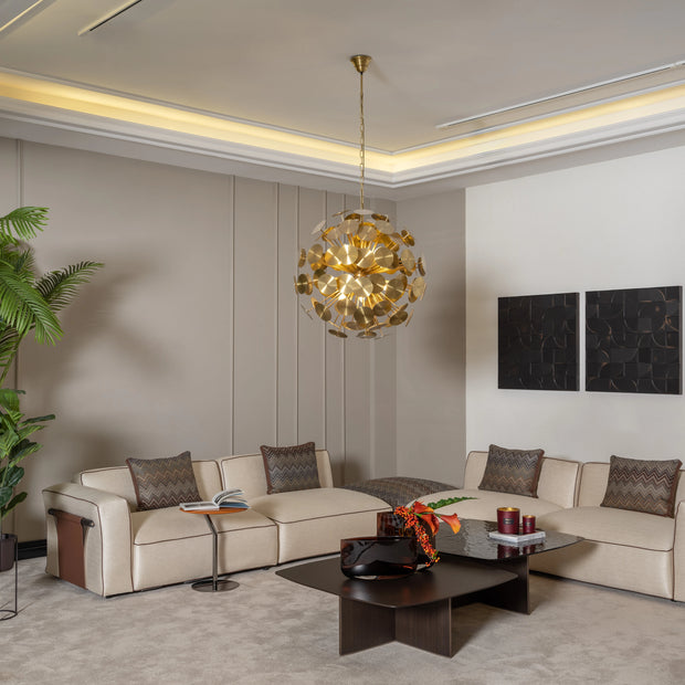 Moka modular sofa set in beige with luxury living room setup
