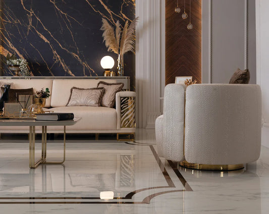 Monticelli swivel armchair in modern UK living room setting
