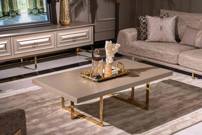 Nepal Dining Set coffee table, close view. Luxe Life Furniture.