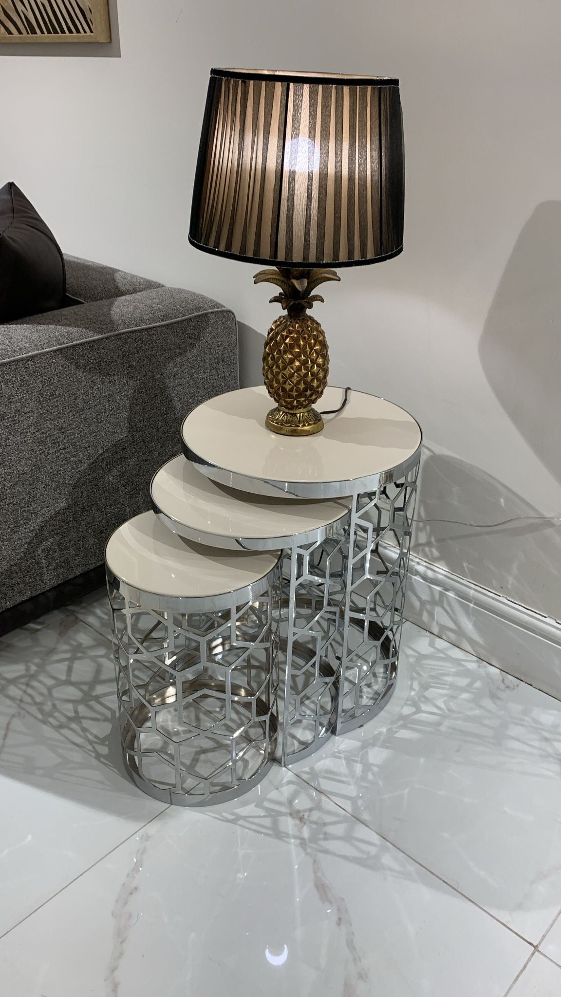 Flamingo Nesting Tables – Ex Display (Silver)