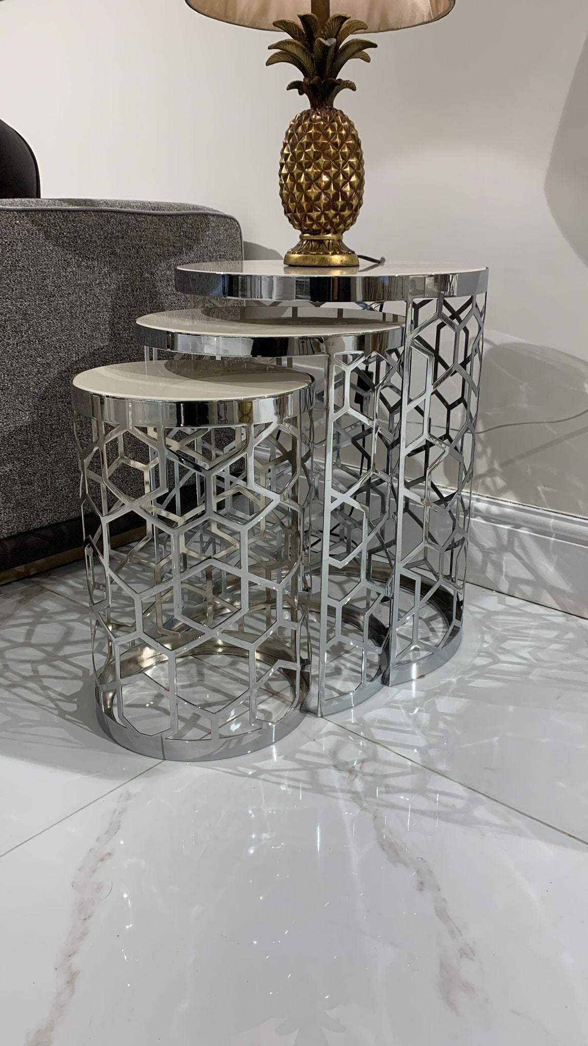 Flamingo Nesting Tables – Ex Display (Silver)