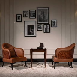 Nevada Sofa Set two armchairs with chess table between. Luxe Life Furniture.