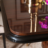  Nevada Dining Set dining table corner, wood detail close-up. Luxe Life Furniture.