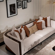  Nevada Sofa Set 4 seater wooden frame sofa with cushion details. Luxe Life Furniture.
