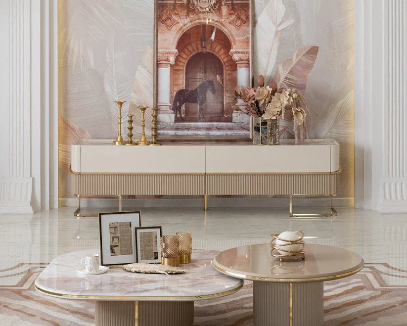 Elegant Oscar TV stand with ample storage compartments
