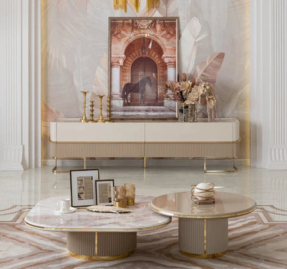 Elegant Oscar TV stand with ample storage compartments