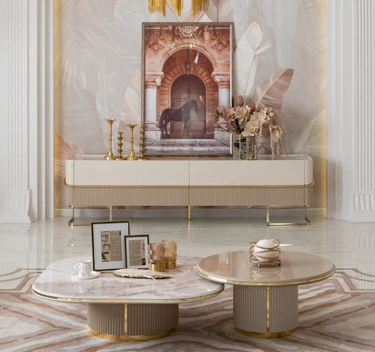 Elegant Oscar TV stand with ample storage compartments