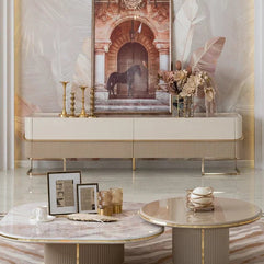Elegant Oscar TV stand with ample storage compartments