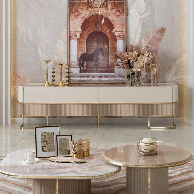 Elegant Oscar TV stand with ample storage compartments