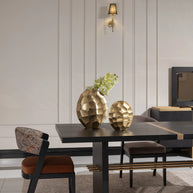 Sophisticated dinner party setup with Pietra set,showing side part