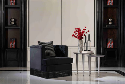 Porto Armchair with nesting tables. Part of the Porto Sofa Set. Luxe Life Furniture.