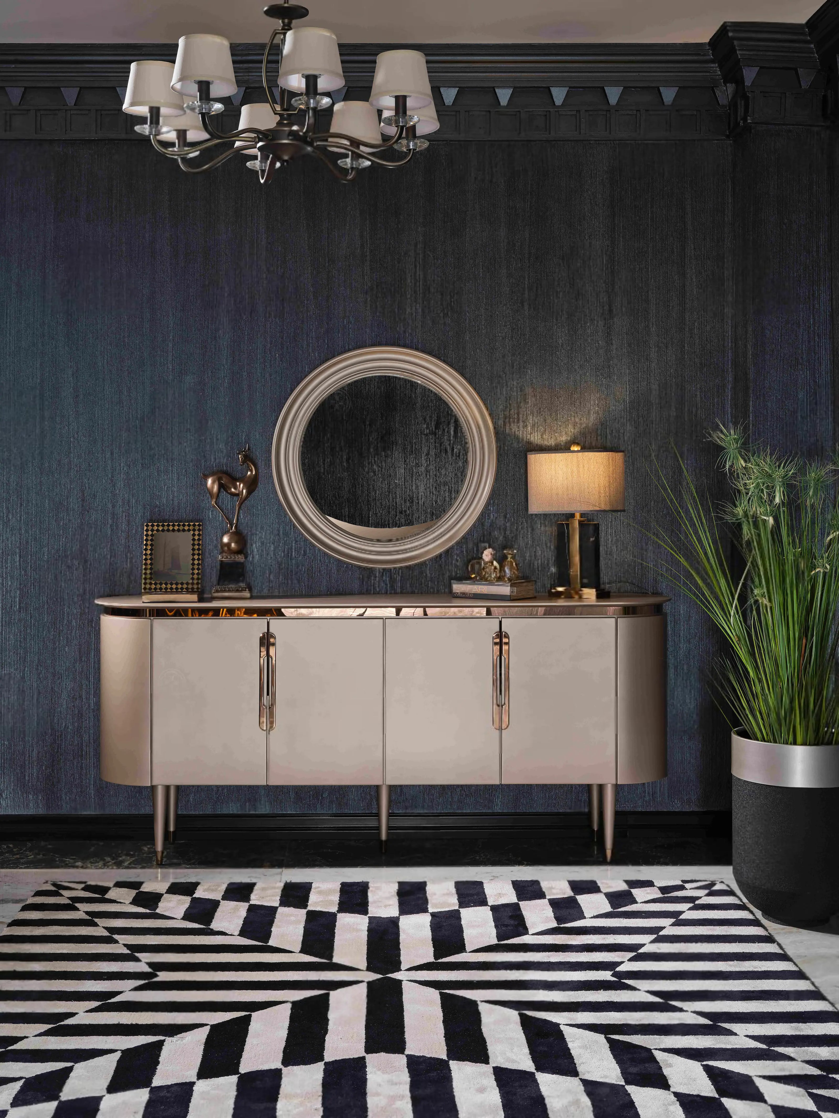 Porto sideboard with mirror. Part of the Porto Dining Set. Luxe Life Furniture.