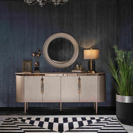 Porto sideboard with mirror. Part of the Porto Dining Set. Luxe Life Furniture.