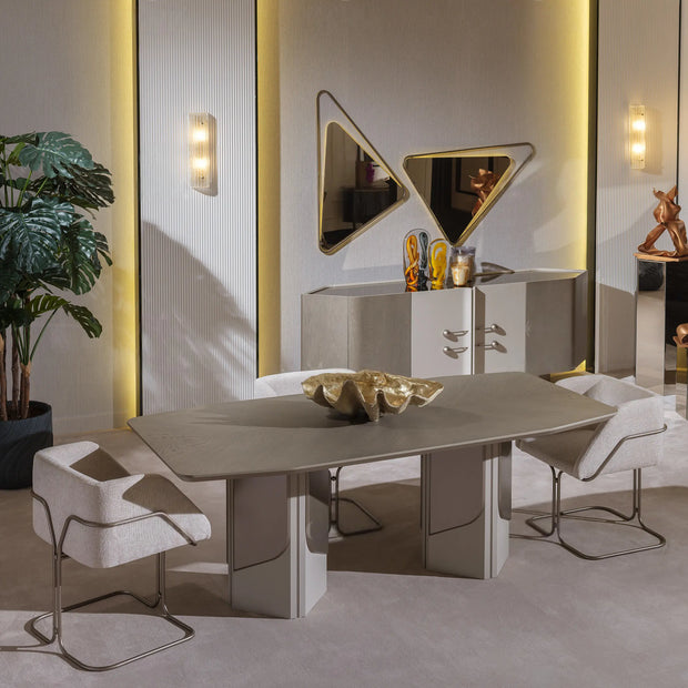 Full Ricamo collection featuring table, sideboard, and console in beige