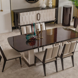 Senato cream dining set with modern table and chairs