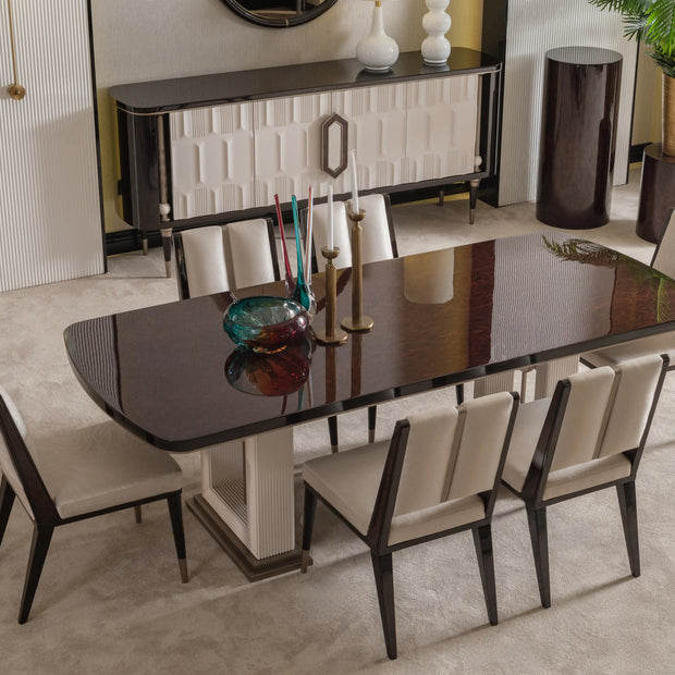 Senato cream dining set with modern table and chairs