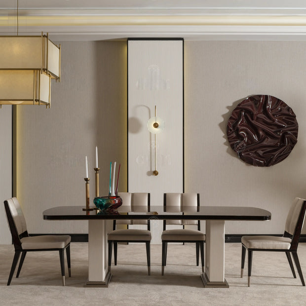Modern dining room featuring Senato cream dining table set