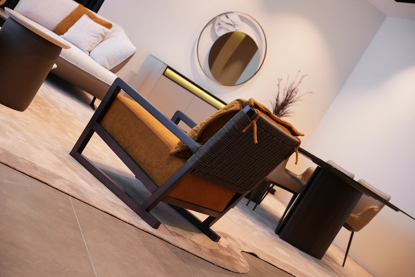 Simba Middle chair  with marble-style top and black frame