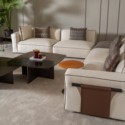 Moka sofa set in living room with cushions in customized colours