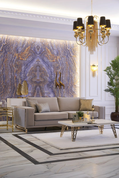 High metal base  style on Uluda 3-seater sofa