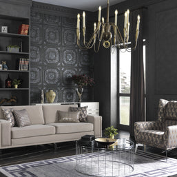 luda Sofa Set in evening ambiance with warm lighting