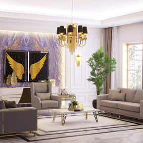 Uluda Sofa Set in elegant living room with gold accents