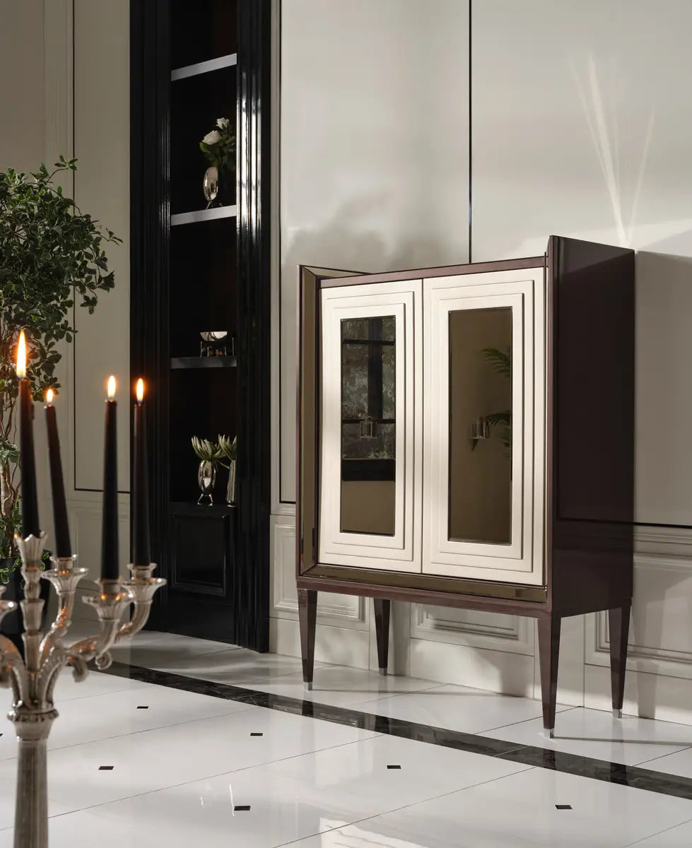 Varna Bar Unit, front side view. Luxe Life Furniture.