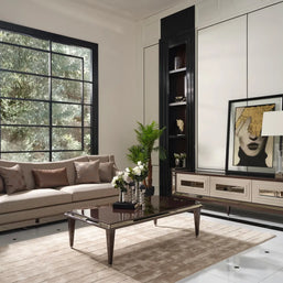 Varna Sofa Set with 4 seater, coffee table, and TV unit.